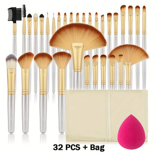  32-Piece Hypoallergenic Wooden Handle Brush Set cashymart