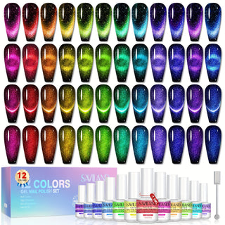  12-Color Cat Eye Nail Gel Set cashymart