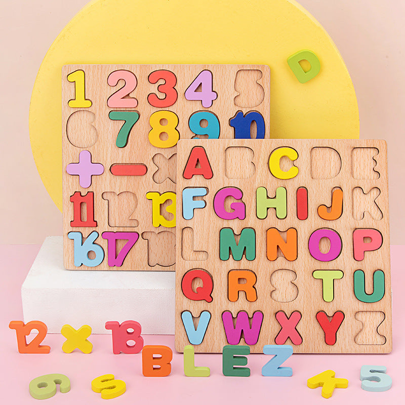  Numbers and Letters Wooden Puzzle Board for Cognitive Learning cashymart