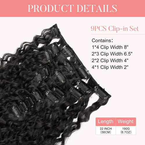  9PCS 22 Inch Curly Clip In Hair Extensions cashymart