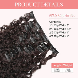  9PCS Curly Clip In Hair Extensions 22 Inch cashymart