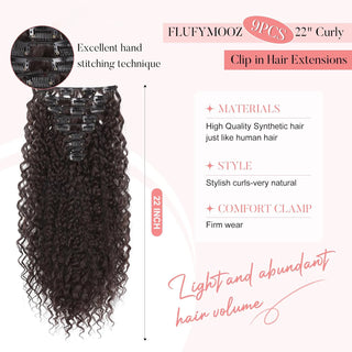  9PCS Curly Clip In Hair Extensions 22 Inch cashymart