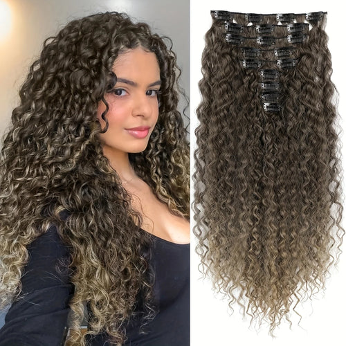  9PCS Curly Clip In Hair Extensions 22 Inch cashymart