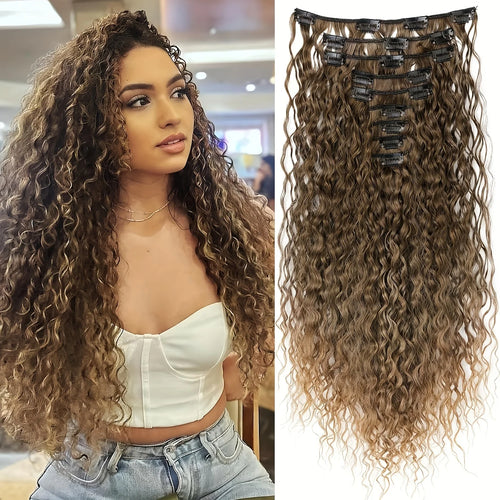  9PCS Curly Clip In Hair Extensions 22 Inch cashymart