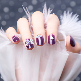  Wearing Nails With Diamonds And Purple Fake Nails cashymart