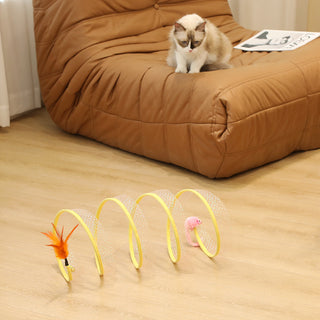  Foldable Cat Tunnel with Mouse Shape Balls and Feather Stick cashymart