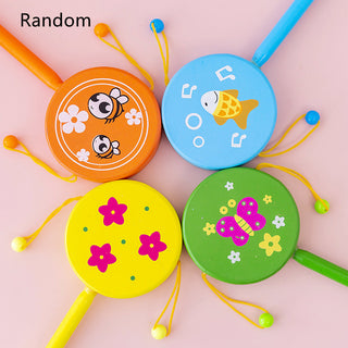  Wooden Cartoon Hand Drum Educational Toy for Children cashymart