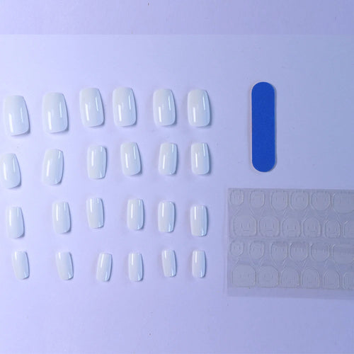  ARTAUG 24PCS Medium White Square Press On Nails cashymart