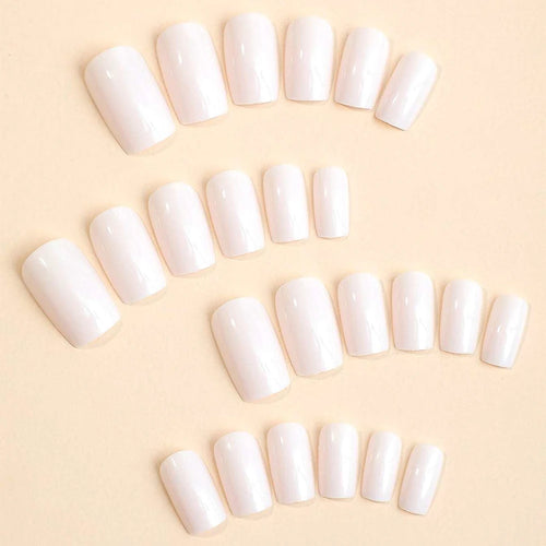  ARTAUG 24PCS Medium White Square Press On Nails cashymart