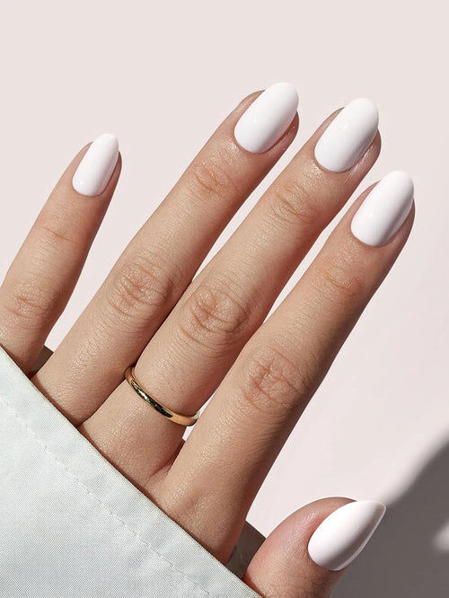  ARTAUG 24PCS Medium White Square Press On Nails cashymart