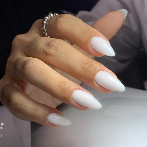  ARTAUG 24PCS Medium White Square Press On Nails cashymart