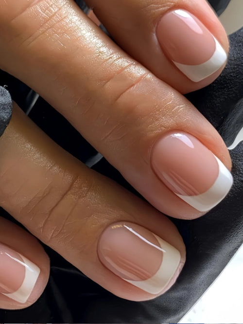 ARTAUG 24PCS Medium White Square Press On Nails cashymart
