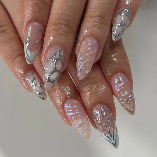  Almond Fake Nail Set cashymart