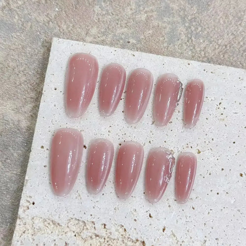  Almond Glitter Bowknot Press-On Nails cashymart