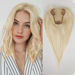  Ash Gray Brown 100% Remy Human Hair Toppers Clips cashymart