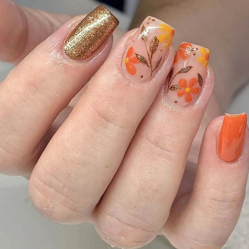  Autumn Maple Leaves French Fake Nails cashymart