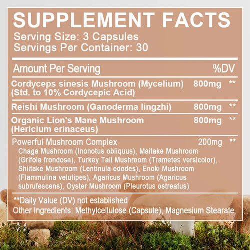  BEWORHTS 90pcs Mushroom Capsules for Health cashymart