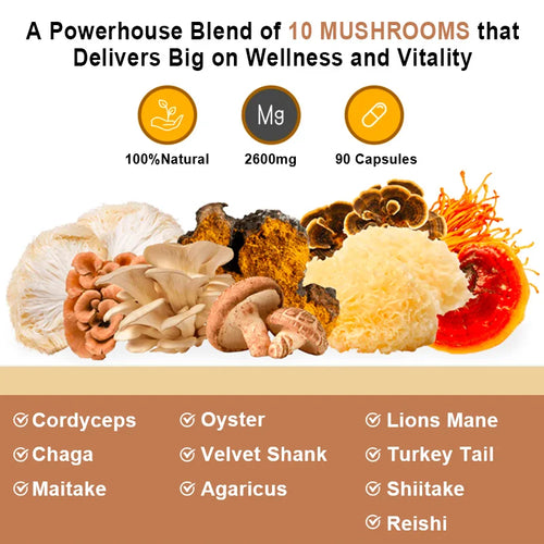  BEWORHTS 90pcs Mushroom Capsules for Health cashymart
