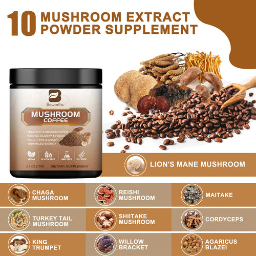  BWEORTHS Mushroom Coffee 250G - 10 in 1 Health Boost cashymart