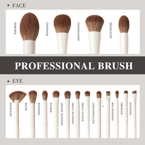  Beili 15 PCS Beige Makeup Brush Set cashymart