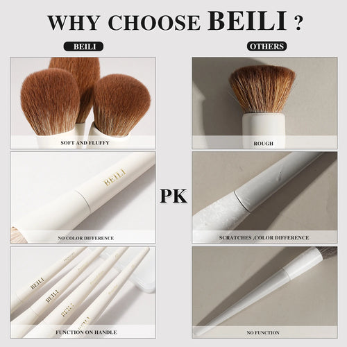  Beili 15 PCS Beige Makeup Brush Set cashymart