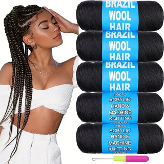  Black Brazilian Wool Hair Yarn for Braids cashymart