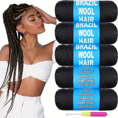  Black Brazilian Wool Hair Yarn for Braids cashymart