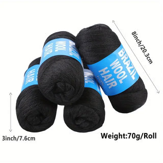  Black Brazilian Wool Hair Yarn for Braids cashymart