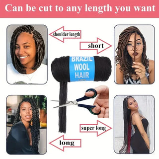  Black Brazilian Wool Hair Yarn for Braids cashymart
