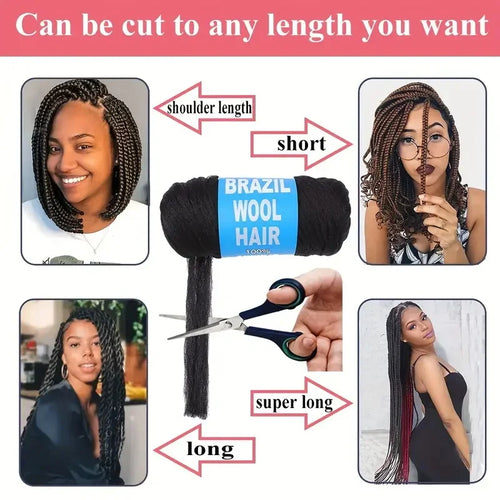  Black Brazilian Wool Hair Yarn for Braids cashymart