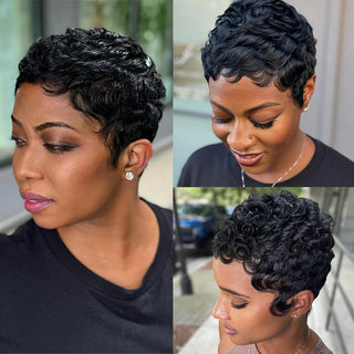  Black Curly Pixie Hair Wig for Women cashymart