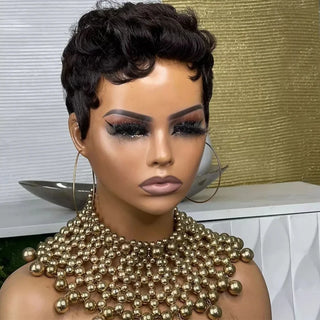  Black Curly Pixie Hair Wig for Women cashymart