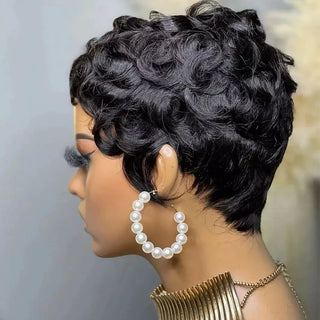  Black Curly Pixie Hair Wig for Women cashymart
