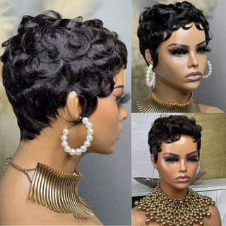  Black Curly Pixie Hair Wig for Women cashymart