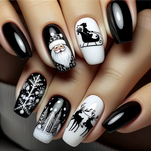  Black Glitter Ballet Nail Tips cashymart