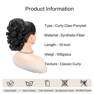  Black Hair Extensions Ponytail 10 Inch Claw Clip cashymart