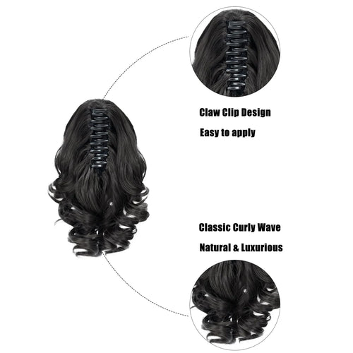  Black Hair Extensions Ponytail 10 Inch Claw Clip cashymart