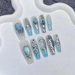  Black Handmade Press On Nails cashymart