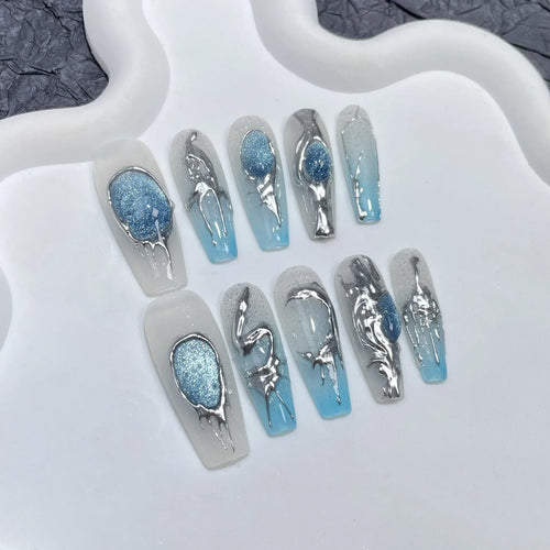  Black Handmade Press On Nails cashymart