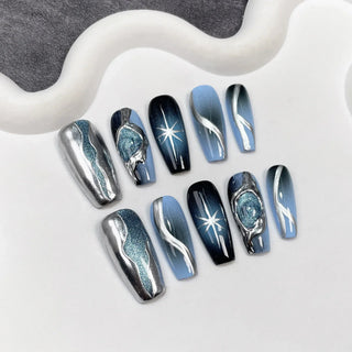  Black Handmade Press On Nails cashymart