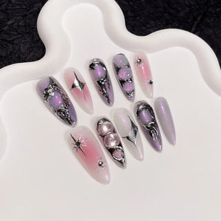  Black Handmade Press On Nails cashymart