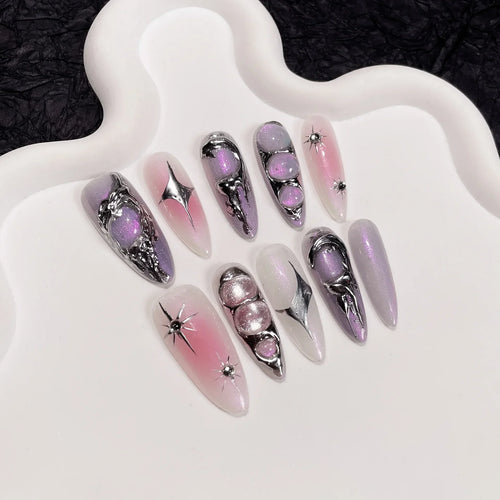  Black Handmade Press On Nails cashymart