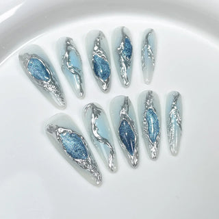  Black Handmade Press On Nails cashymart