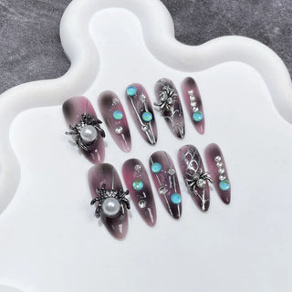  Black Handmade Press On Nails cashymart