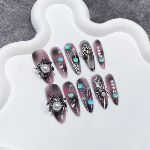  Black Handmade Press On Nails cashymart