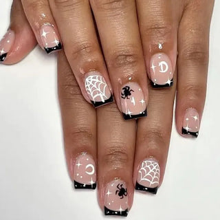  Black Spider Design Press-On Nails cashymart