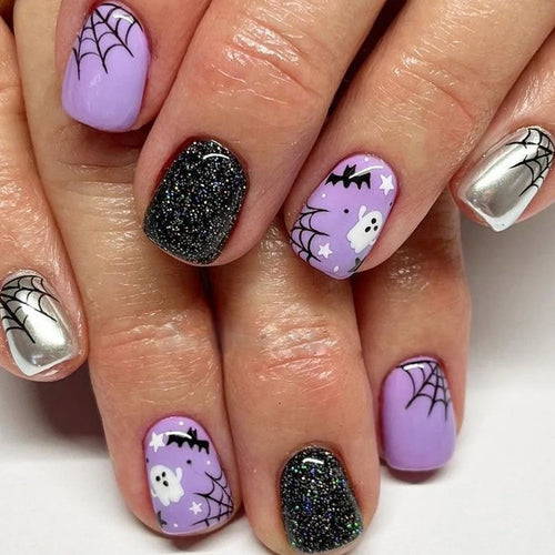  Black Spider Design Press-On Nails cashymart