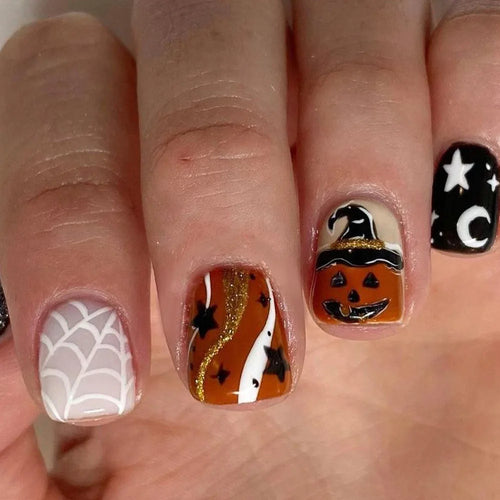 Black Spider Design Press-On Nails cashymart