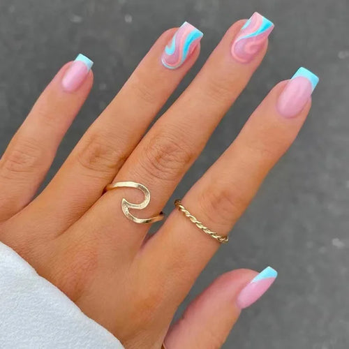  Blue Flame Love Press-On Nails cashymart