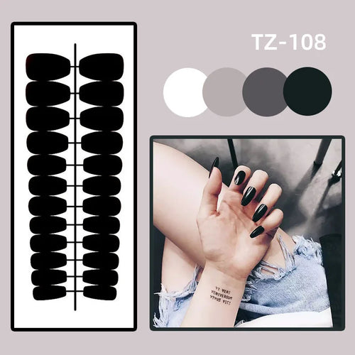  Blue Floral Press On Nails Set 24pcs cashymart